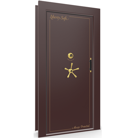 Vault Door Series | In-Swing | Left  Hinge | Burgundy Marble | Mechanical Lock - closed