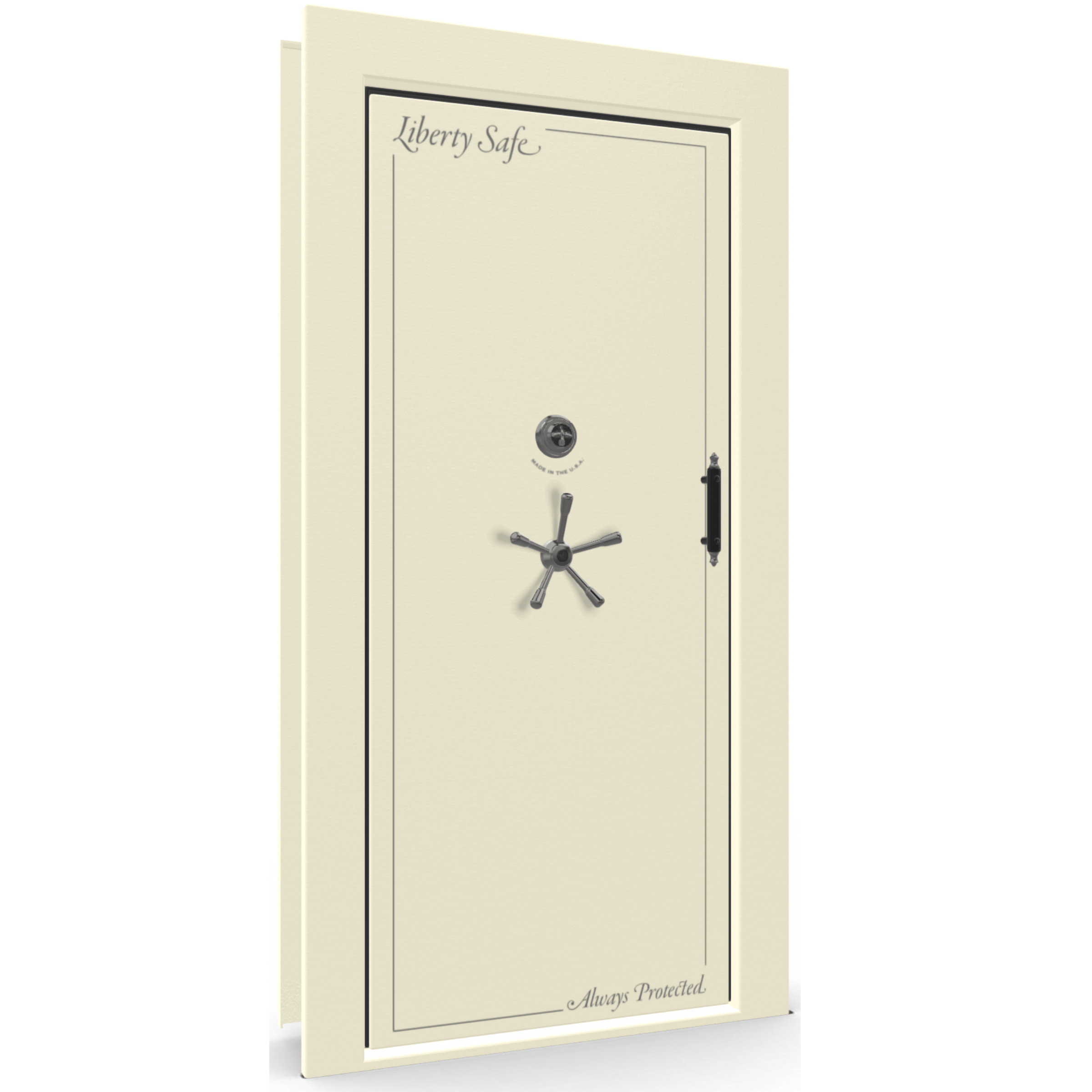 Vault Door Series | In-Swing | Left  Hinge | White Marble | Mechanical Lock - closed