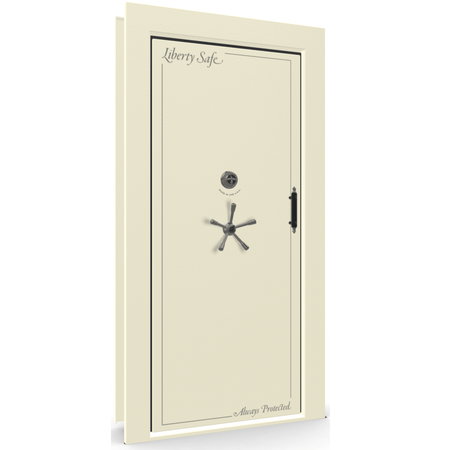 Vault Door Series | In-Swing | Left  Hinge | White Marble | Mechanical Lock - closed