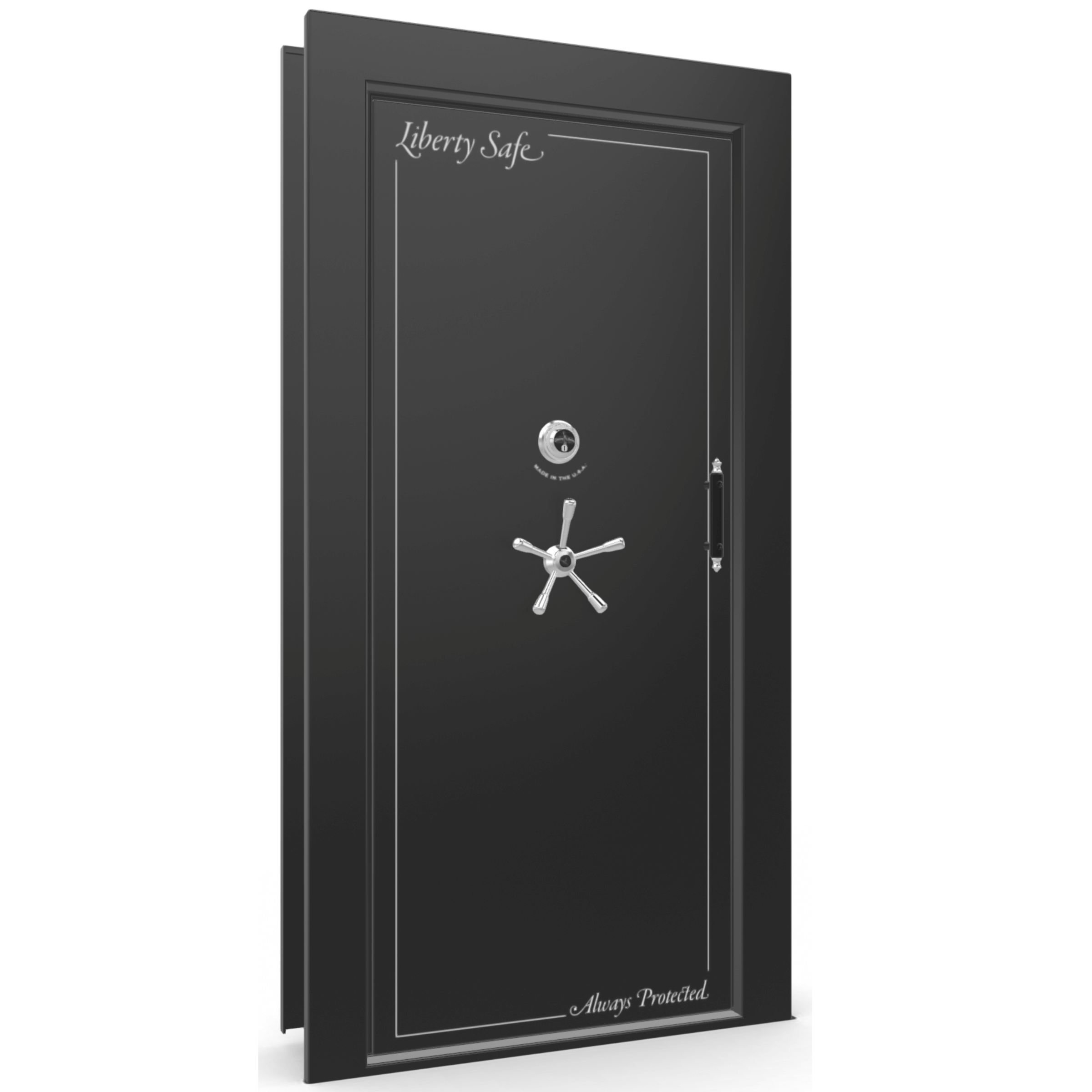 Vault Door Series | In-Swing | Left  Hinge | Black Gloss | Mechanical Lock - closed