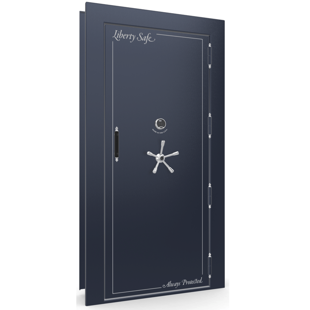 Vault Door Series | Out-Swing | Right  Hinge | Blue Gloss | Electronic Lock - closed