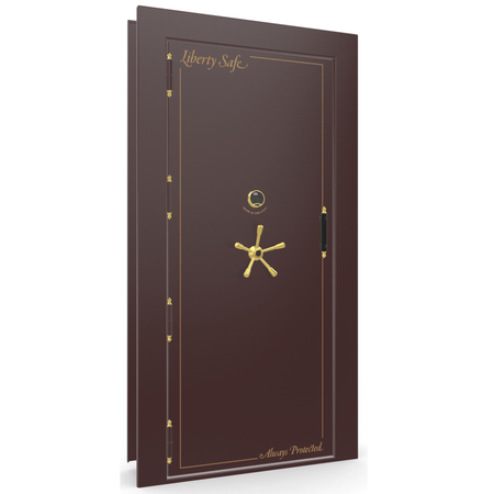 Vault Door Series | Out-Swing | Left  Hinge | Burgundy Marble | Electronic Lock - closed