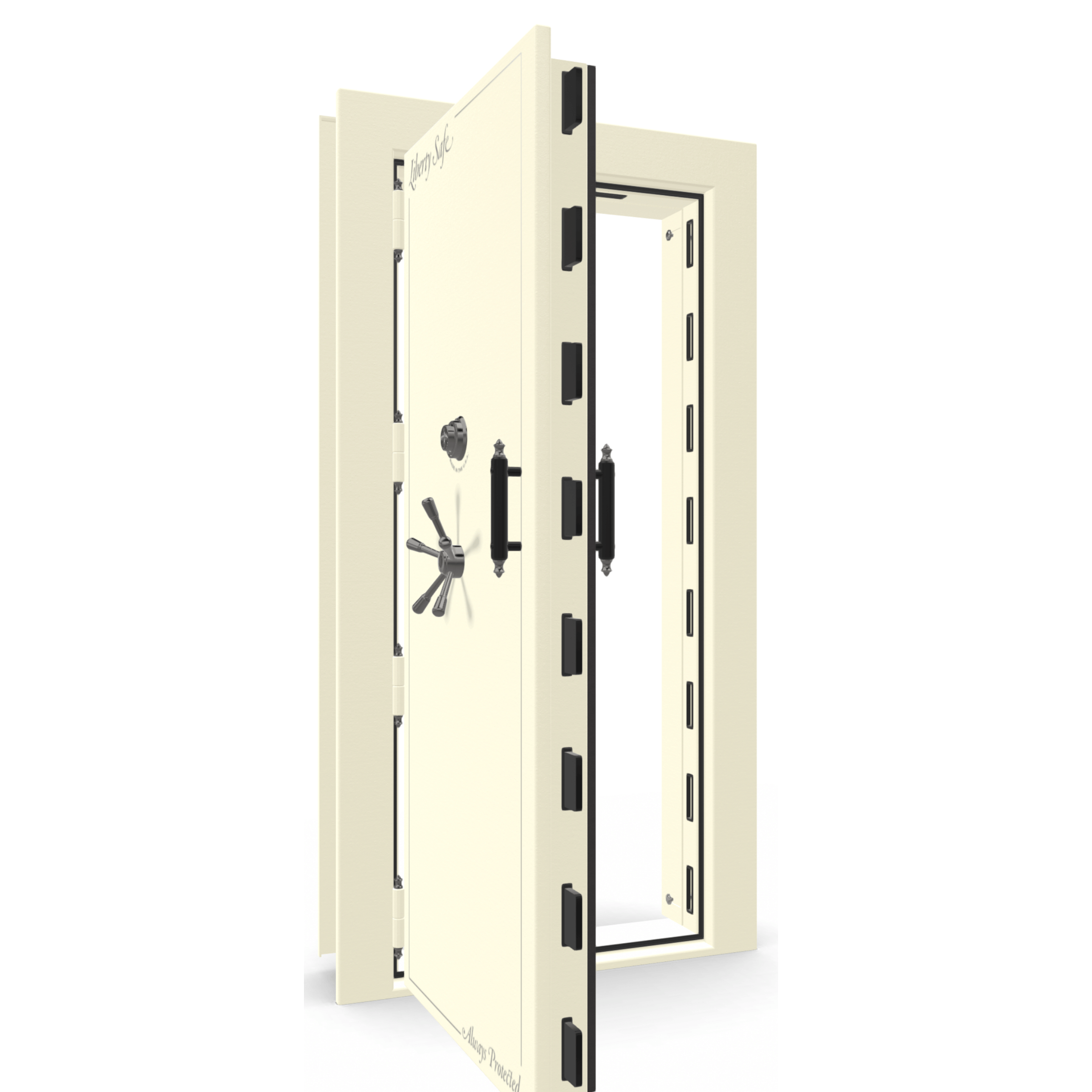 Vault Door Series | Out-Swing | Left  Hinge | White Marble | Mechanical Lock - open