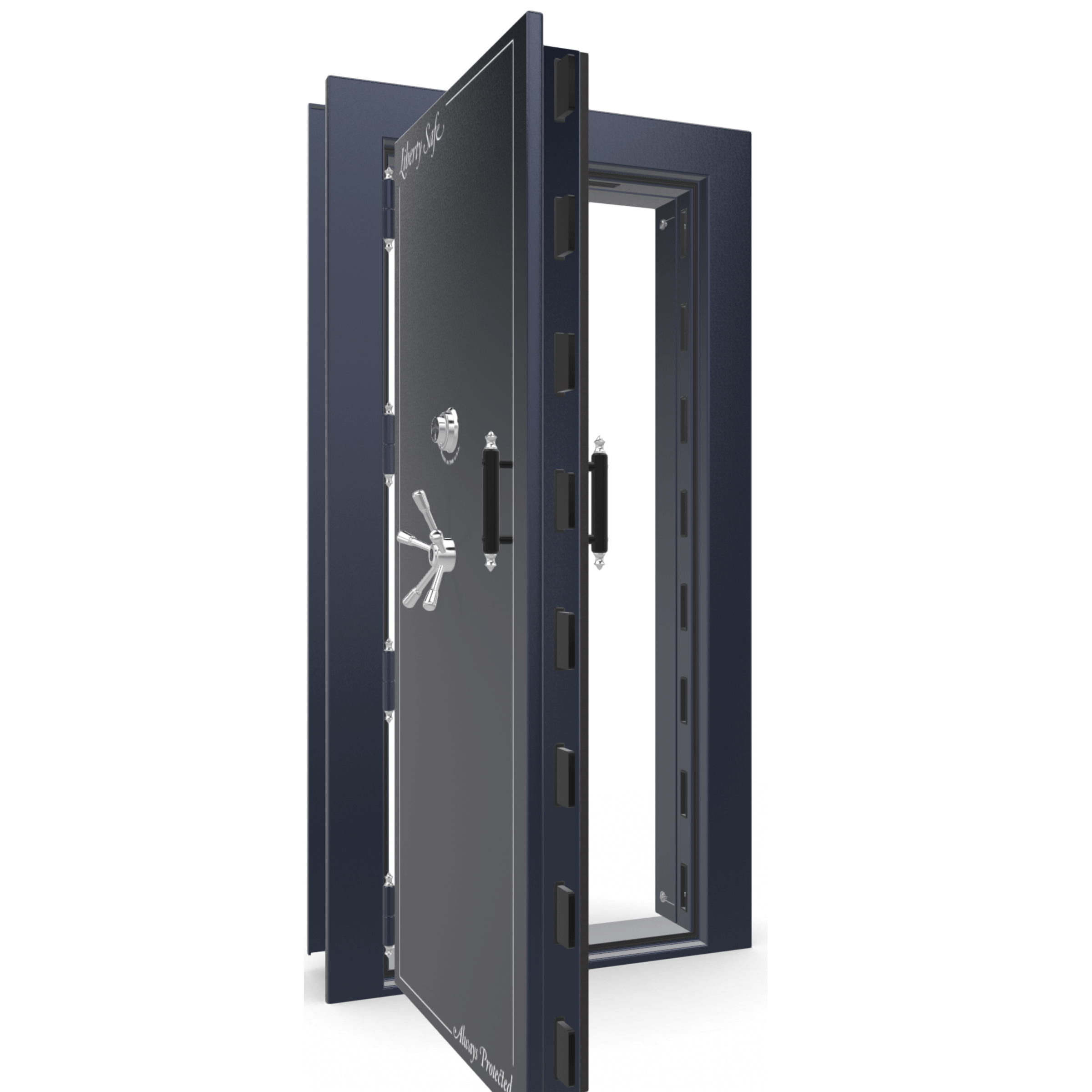 Vault Door Series | Out-Swing | Left  Hinge | Blue Gloss | Mechanical Lock - open