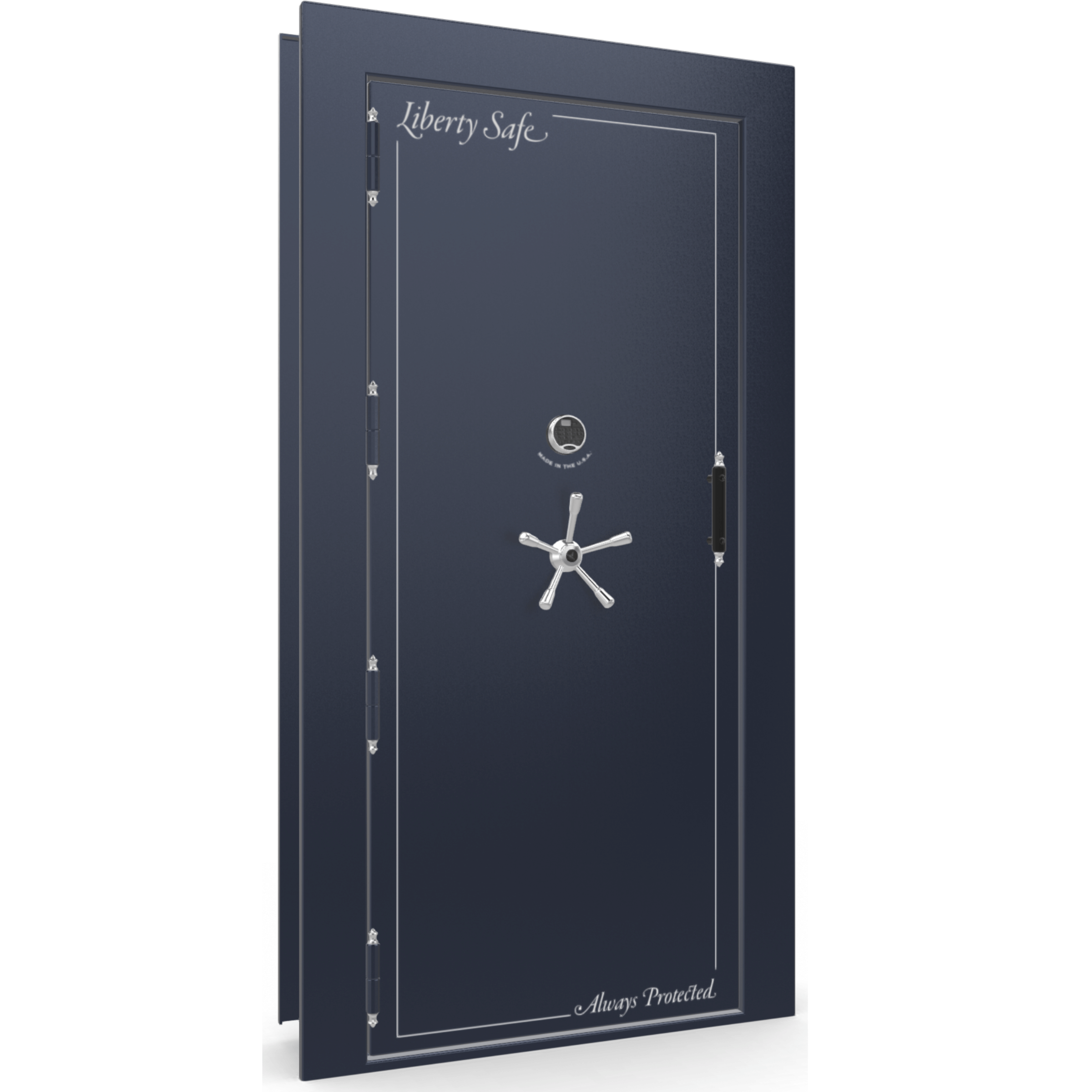 Vault Door Series | Out-Swing | Left  Hinge | Blue Gloss | Electronic Lock - closed