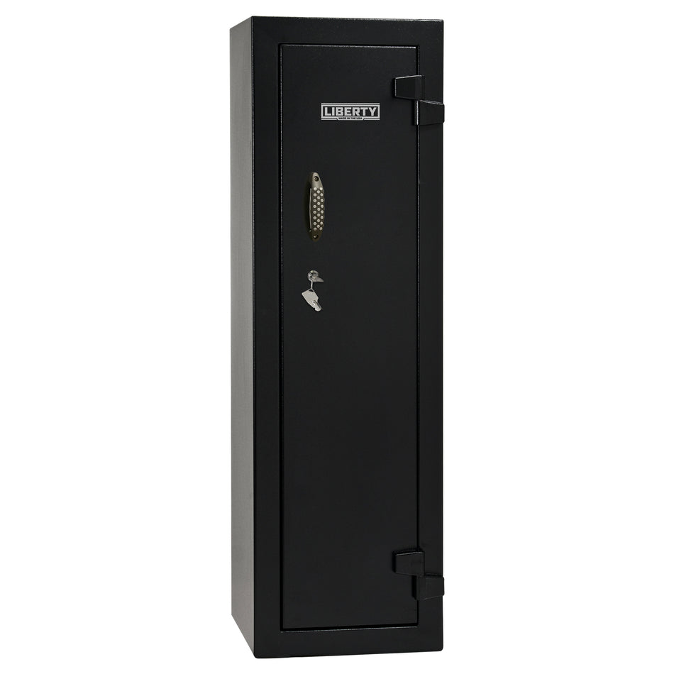 Ammo Cabinet 10 |  Dimensions: 59”(H) x 18”(W) x 16”(D) | 1 (Expandable to 2) Long Guns | Black - closed