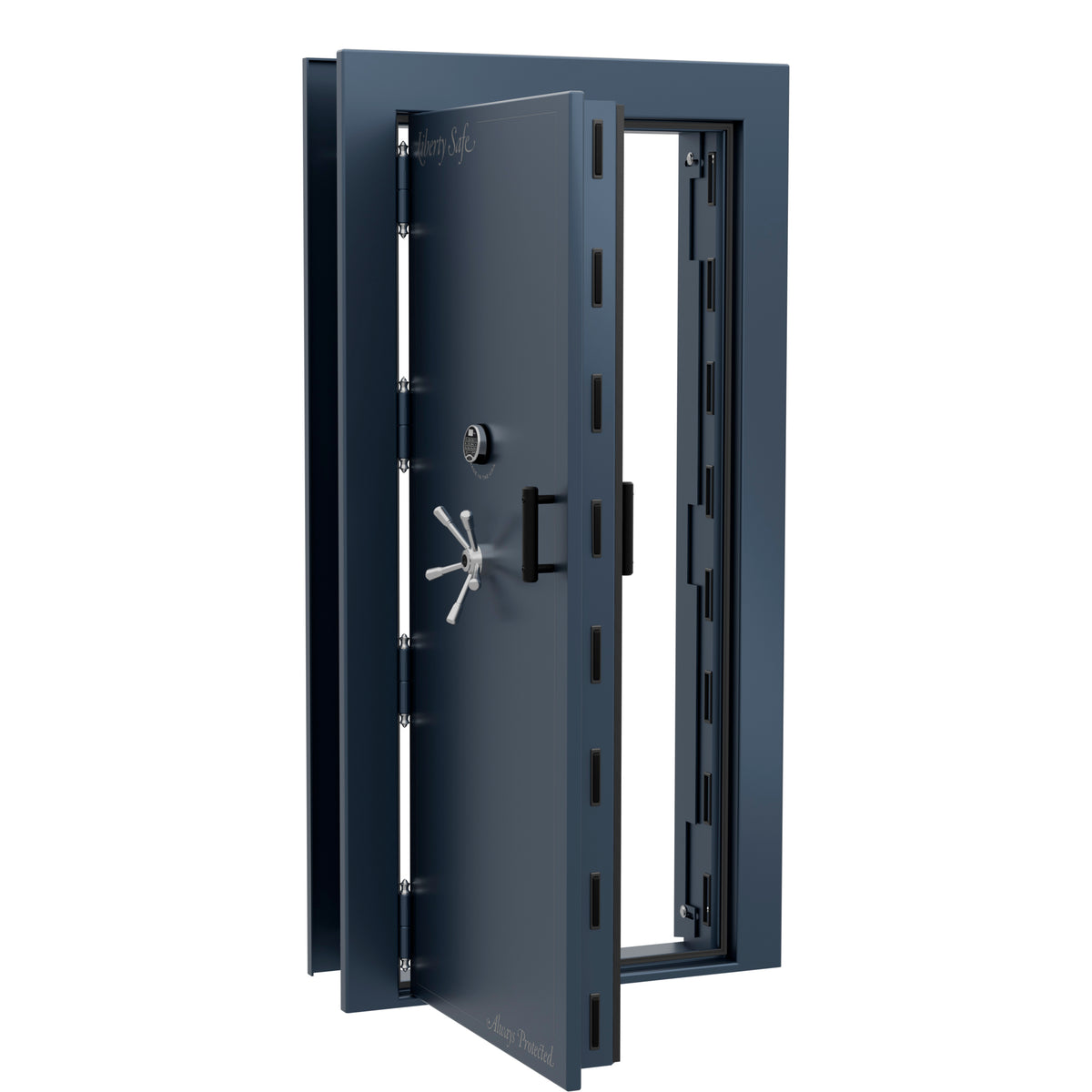 Vault Door Series | Out-Swing | Left  Hinge | Blue Gloss | Electronic Lock - open