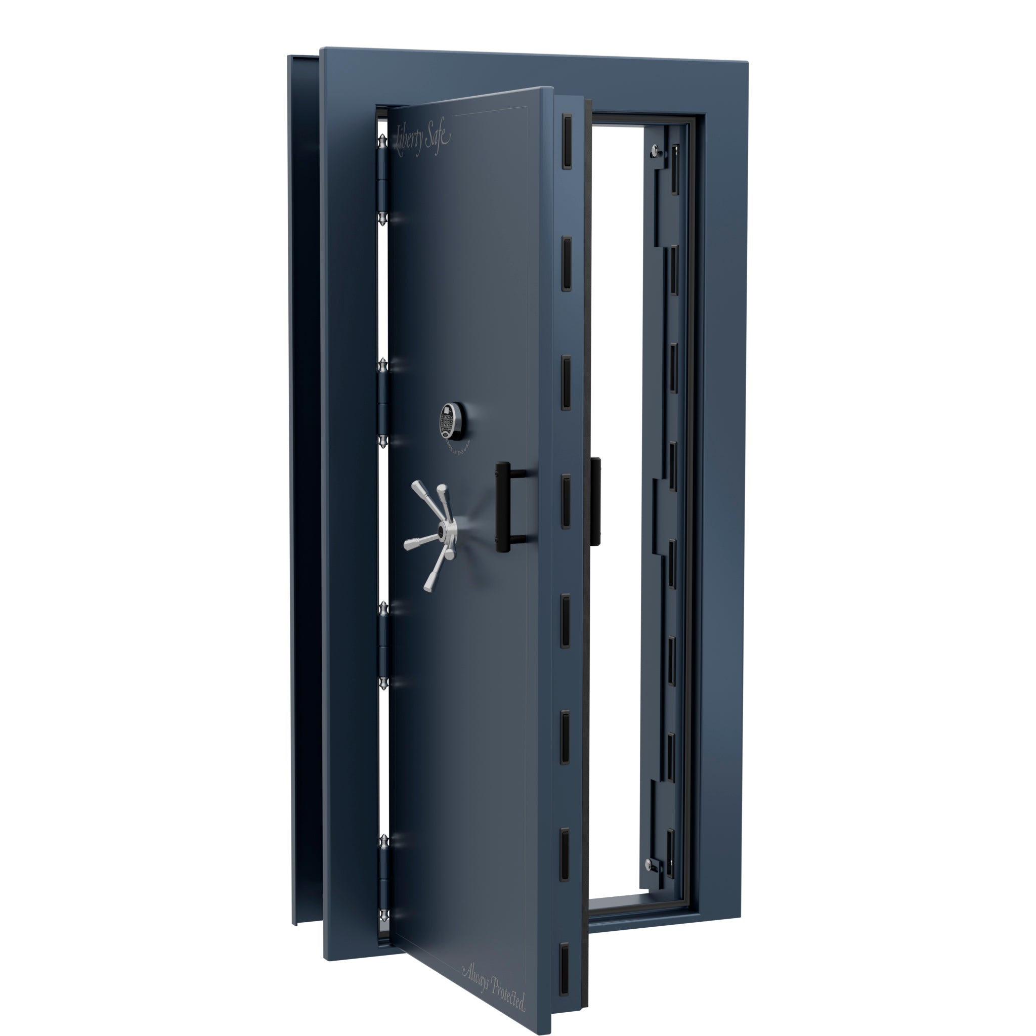 Vault Door Series | Out-Swing | Left  Hinge | Blue Gloss | Electronic Lock - open