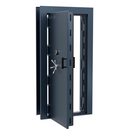 Vault Door Series | Out-Swing | Left  Hinge | Blue Gloss | Electronic Lock - open