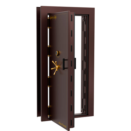 Vault Door Series | Out-Swing | Left  Hinge | Burgundy Marble | Electronic Lock - open
