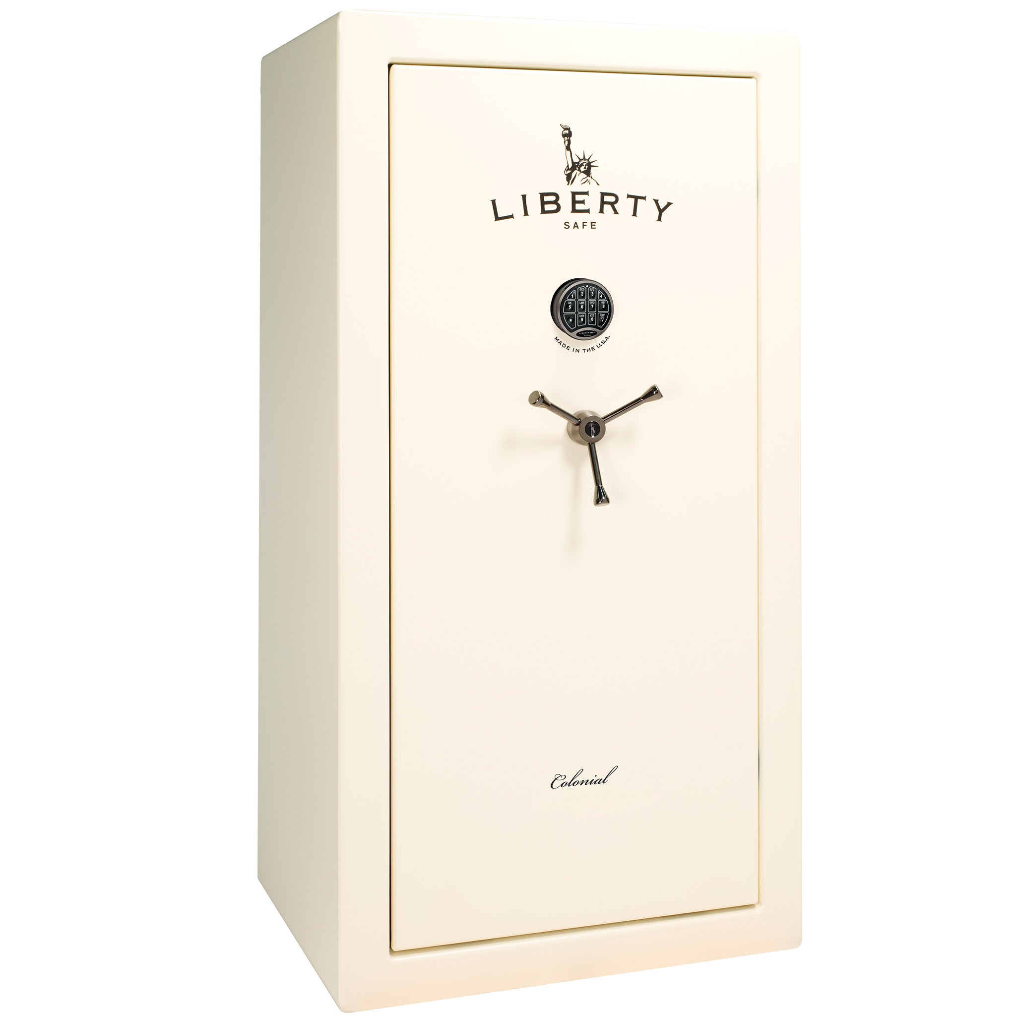 Colonial Series | Level 4 Security | 75 Minute Fire Protection | 23 PRO FLEX | DIMENSIONS: 60.5"(H) X 30"(W) X 22"(D*) | White Gloss Black Chrome | Electronic Lock - Closed