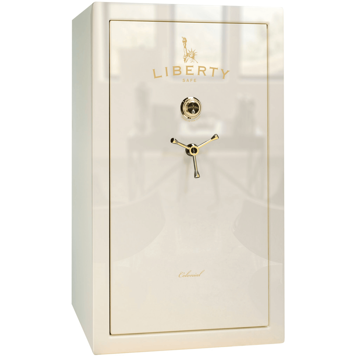 Colonial Series | Level 4 Security | 75 Minute Fire Protection | 30 | DIMENSIONS: 60.5"(H) X 36"(W) X 22"(D*) | White Gloss Brass | Mechanical Lock 