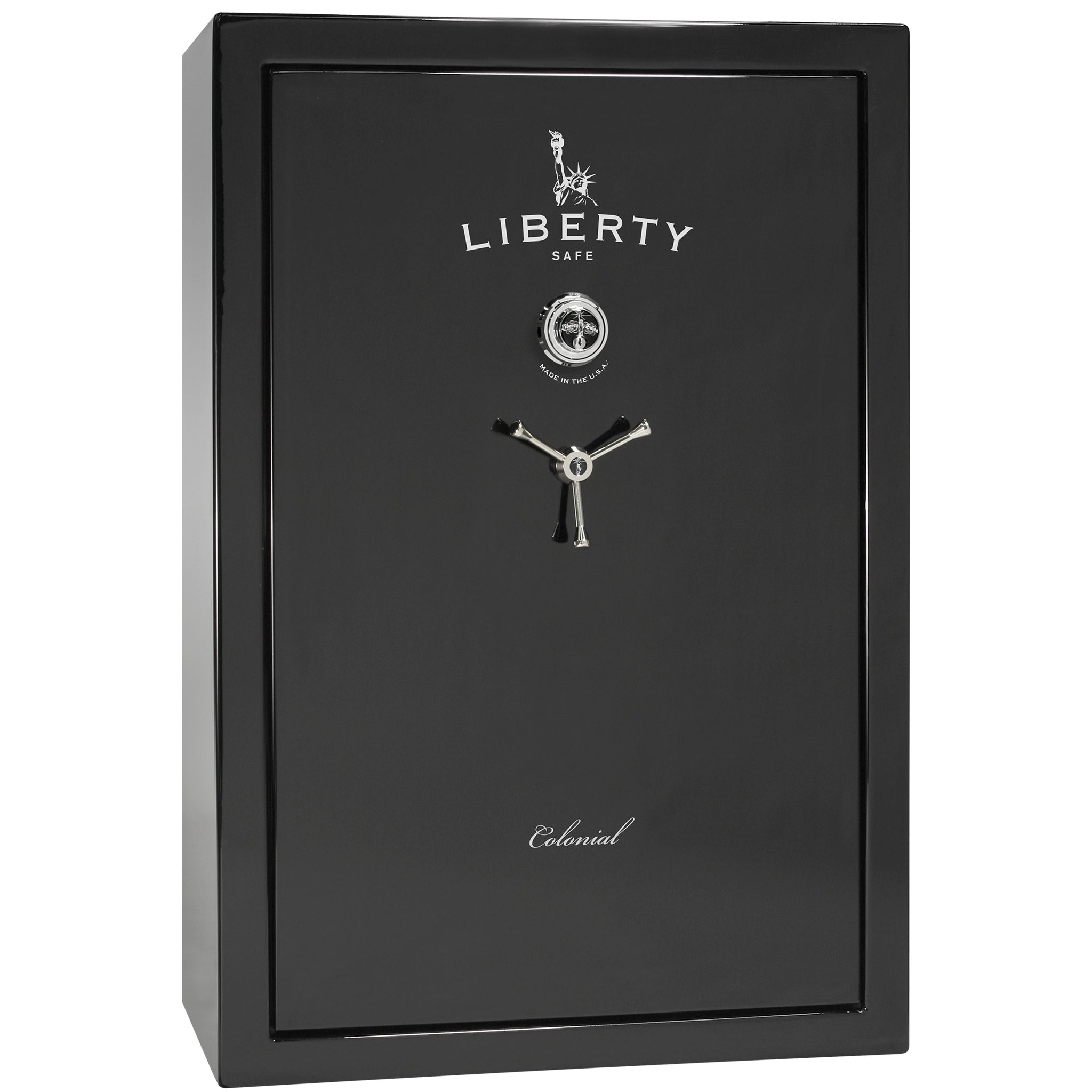 Colonial 35 | Pro Flex Interior | Level 4 Security | 75 Minute Fire Protection | Dimensions: 60.5"(H) x 42"(W) x 22"(D) | Up to 45 Long Guns | Black Gloss | Mechanical Lock - Closed