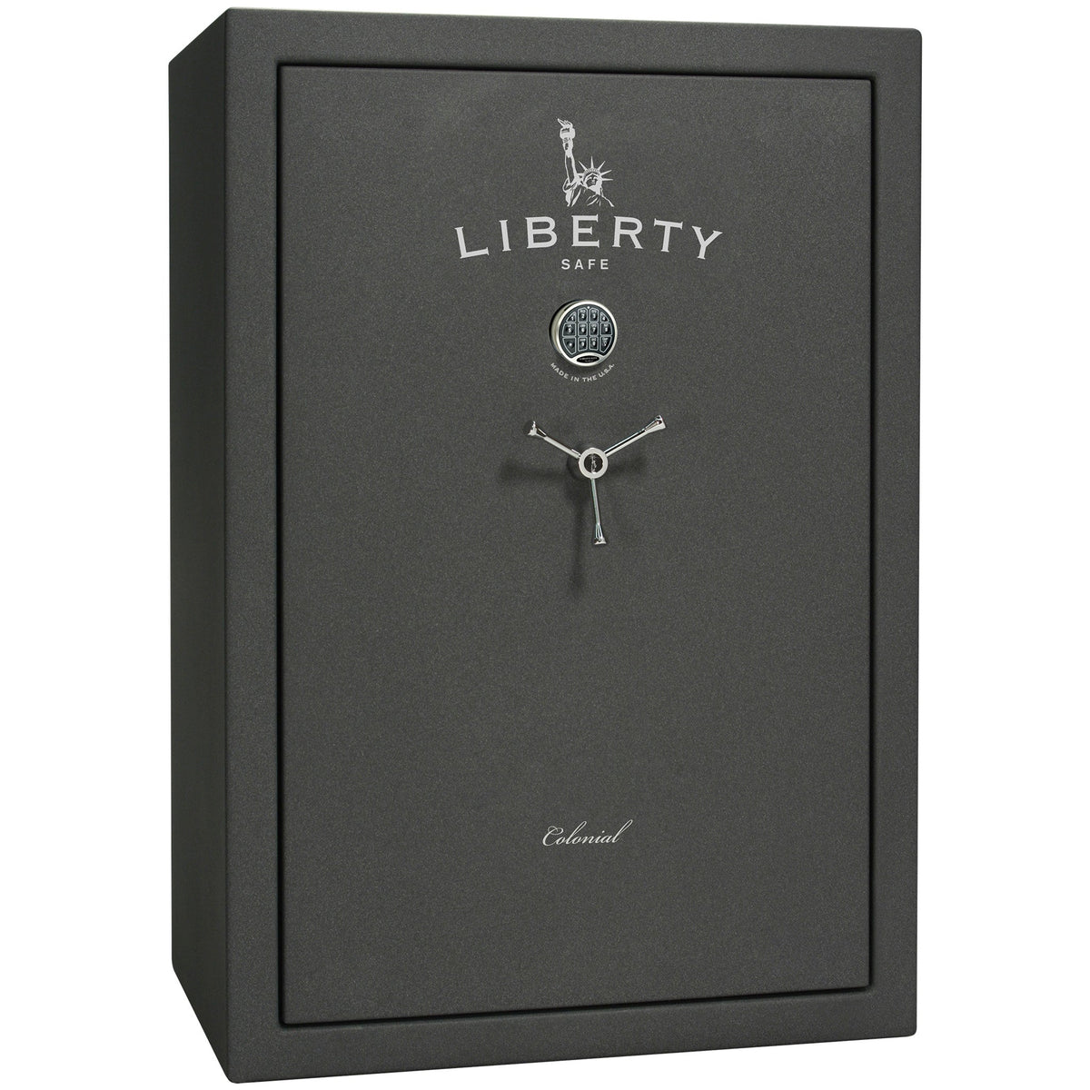 Colonial 35 | Pro Flex Interior | Level 4 Security | 75 Minute Fire Protection | Dimensions: 60.5"(H) x 42"(W) x 22"(D) | Up to 45 Long Guns | Granite Textured | Electronic Lock – Closed