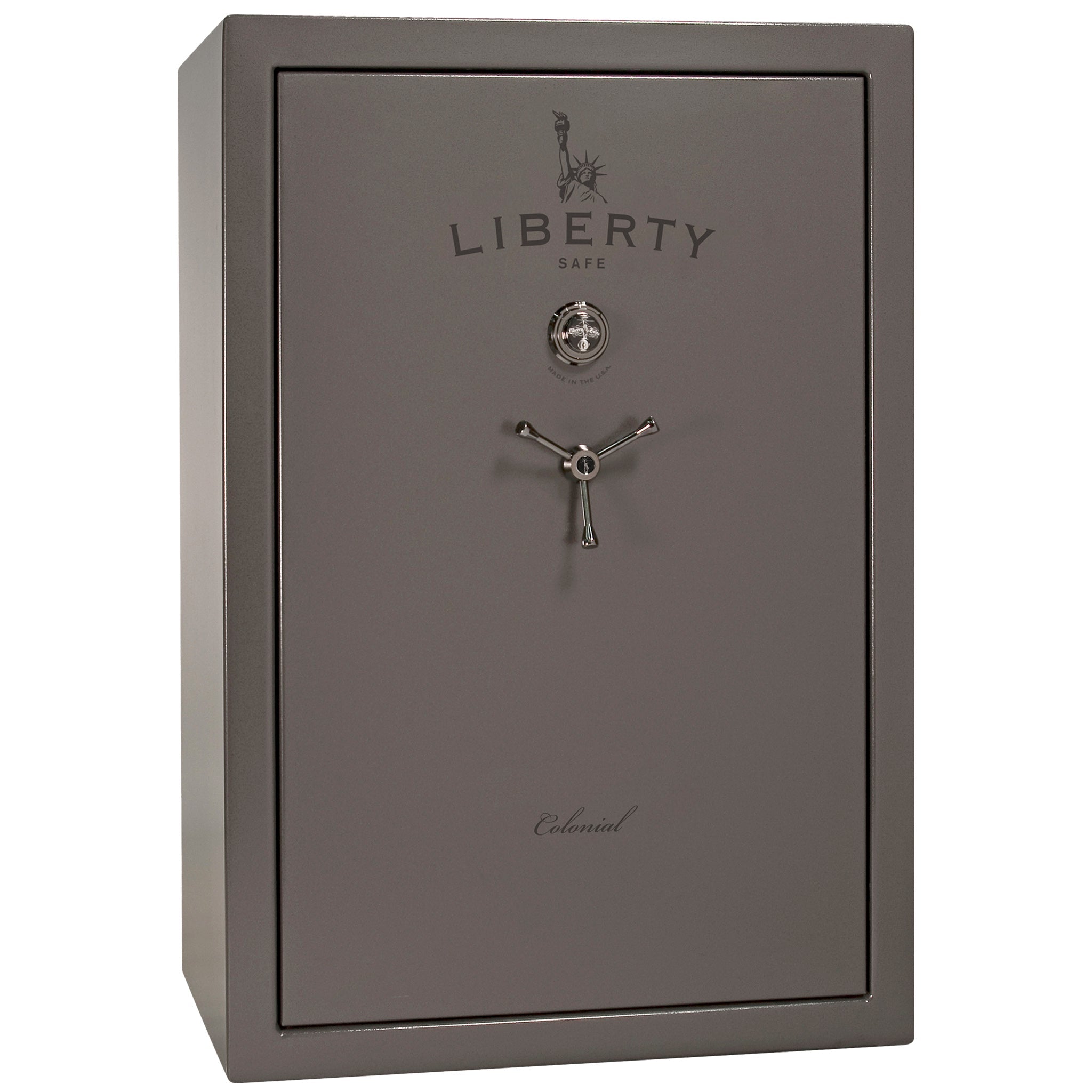 Colonial 35 | Pro Flex Interior | Level 4 Security | 75 Minute Fire Protection | Dimensions: 60.5"(H) x 42"(W) x 22"(D) | Up to 45 Long Guns | Gray Gloss | Mechanical Lock - Closed