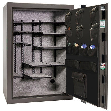Colonial 35 | Pro Flex Interior | Level 4 Security | 75 Minute Fire Protection | Dimensions: 60.5"(H) x 42"(W) x 22"(D) | Up to 45 Long Guns | Gray Marble | Electronic Lock - Open