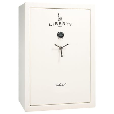 Colonial Series | Level 4 Security | 75 Minute Fire Protection | 35 | DIMENSIONS: 60.5"(H) X 42”(W) X 22"(D*) | White Gloss Black Chrome | Electronic Lock - closed