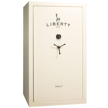 Colonial Series | Level 4 Security | 75 Minute Fire Protection | 50 PRO FLEX | DIMENSIONS: 72.5"(H) X 42"(W) X 27.5"(D*) | White Gloss Black Chrome | Mechanical Lock - Closed