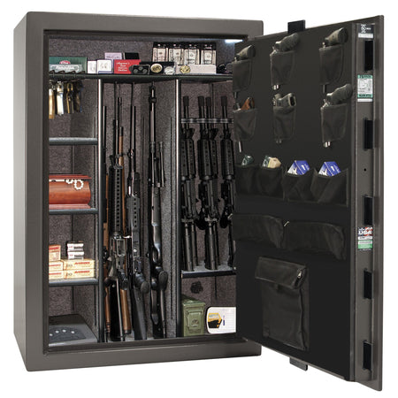 Fatboy Jr. Series | 48XT | Level 4 Security | 75 Minute Fire Protection | Dimensions: 60.5"(H) x 42"(W) x 22"(D) | Up to 48 Long Guns | Gray Marble | Electronic Lock