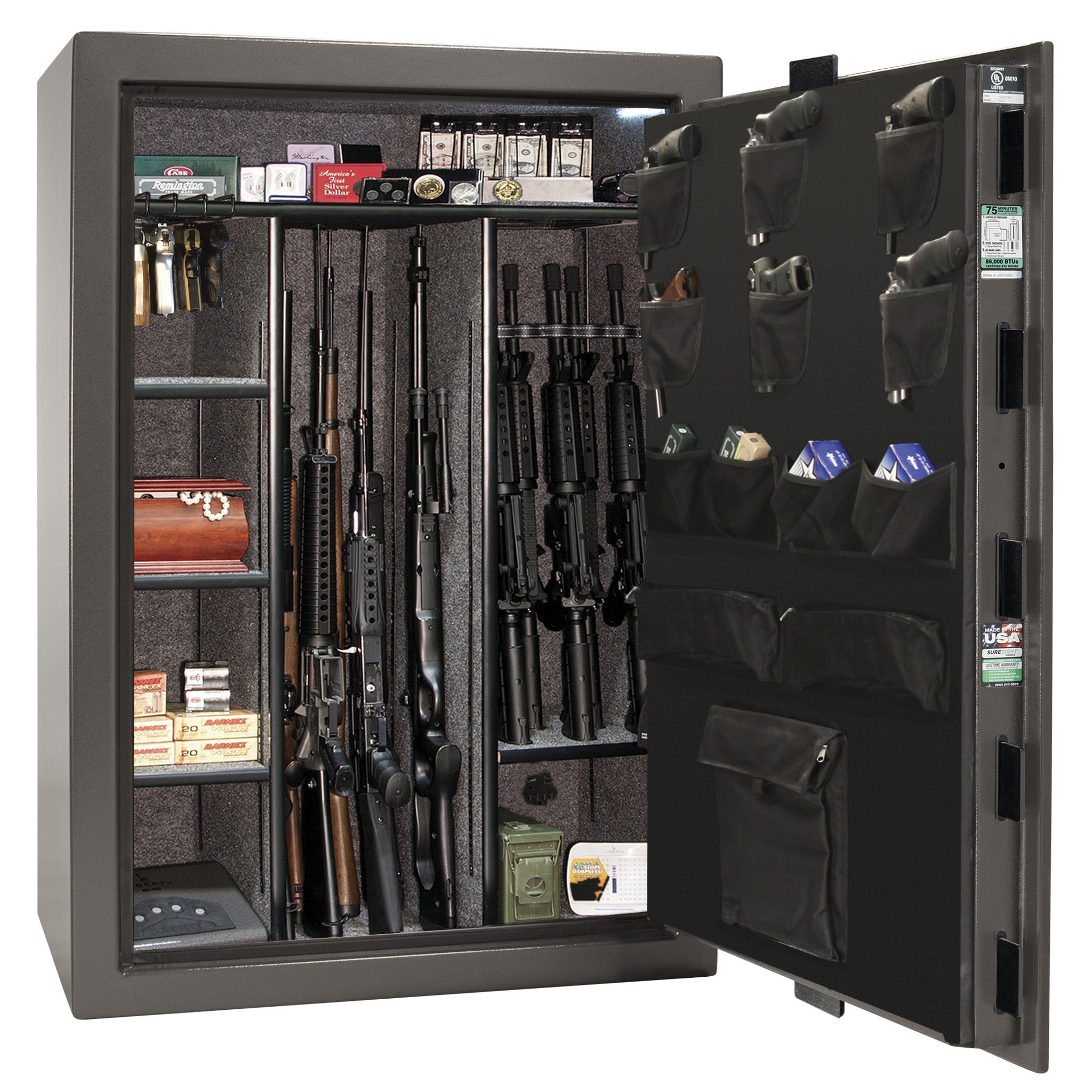 Fatboy Jr. Series | 48XT | Level 4 Security | 75 Minute Fire Protection | Dimensions: 60.5"(H) x 42"(W) x 22"(D) | Up to 48 Long Guns | Gray Marble | Mechanical Lock