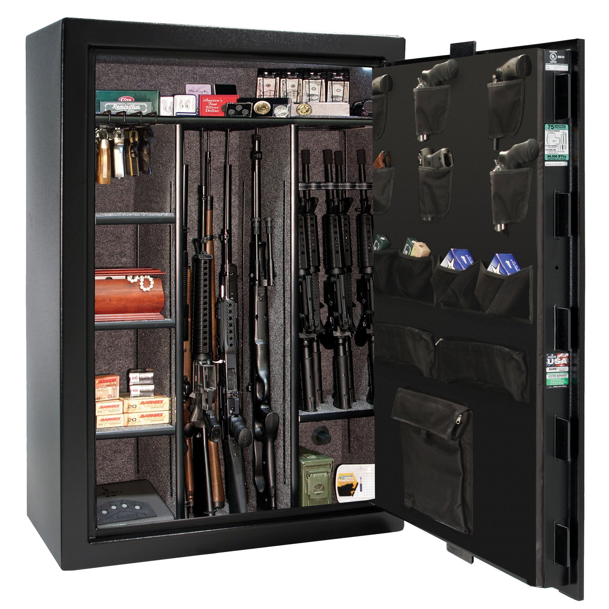 Fatboy Jr. Series | 48XT | Level 4 Security | 75 Minute Fire Protection | Dimensions: 60.5"(H) x 42"(W) x 22"(D) | Up to 48 Long Guns | Black Textured | Mechanical Lock