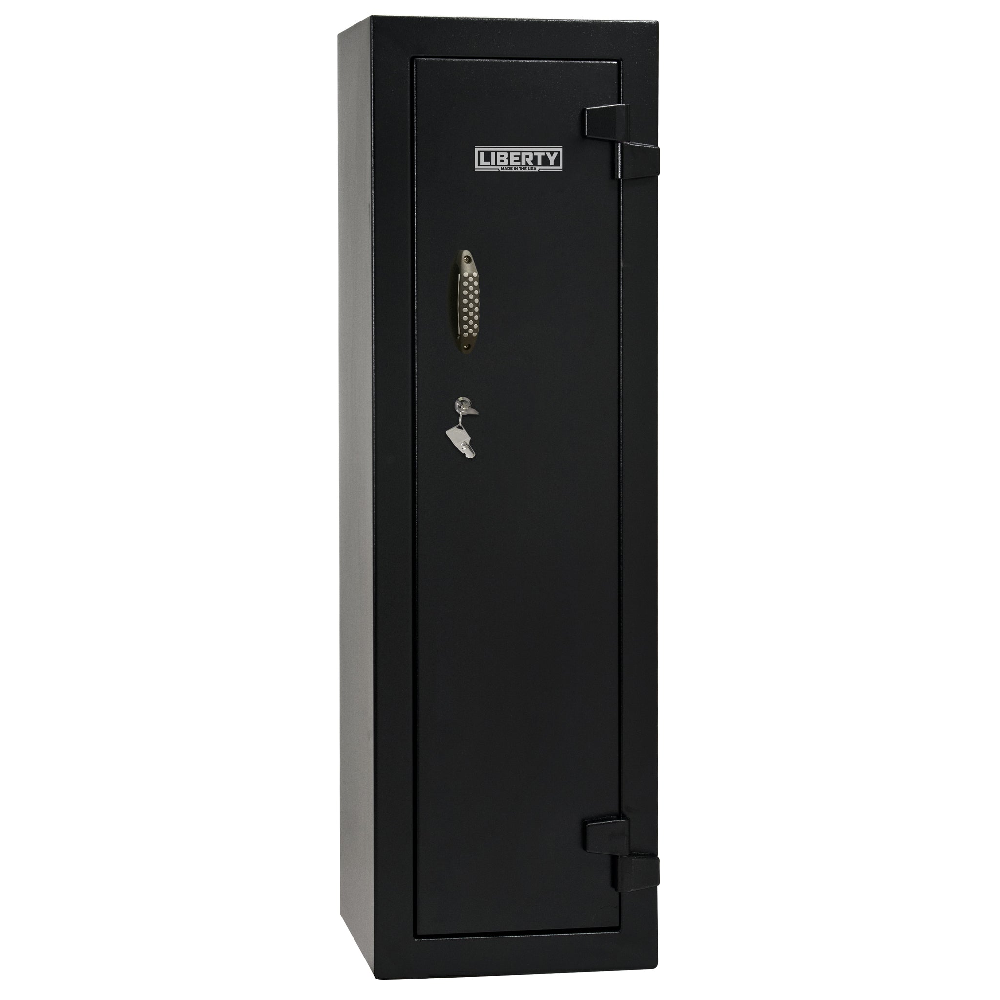 Gun Cabinet 14 | Dimensions: 59"(H) x 18"(W) x 16"(D*) | Textured Black - Closed