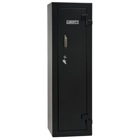 Gun Cabinet 14 | Dimensions: 59"(H) x 18"(W) x 16"(D*) | Textured Black - Closed