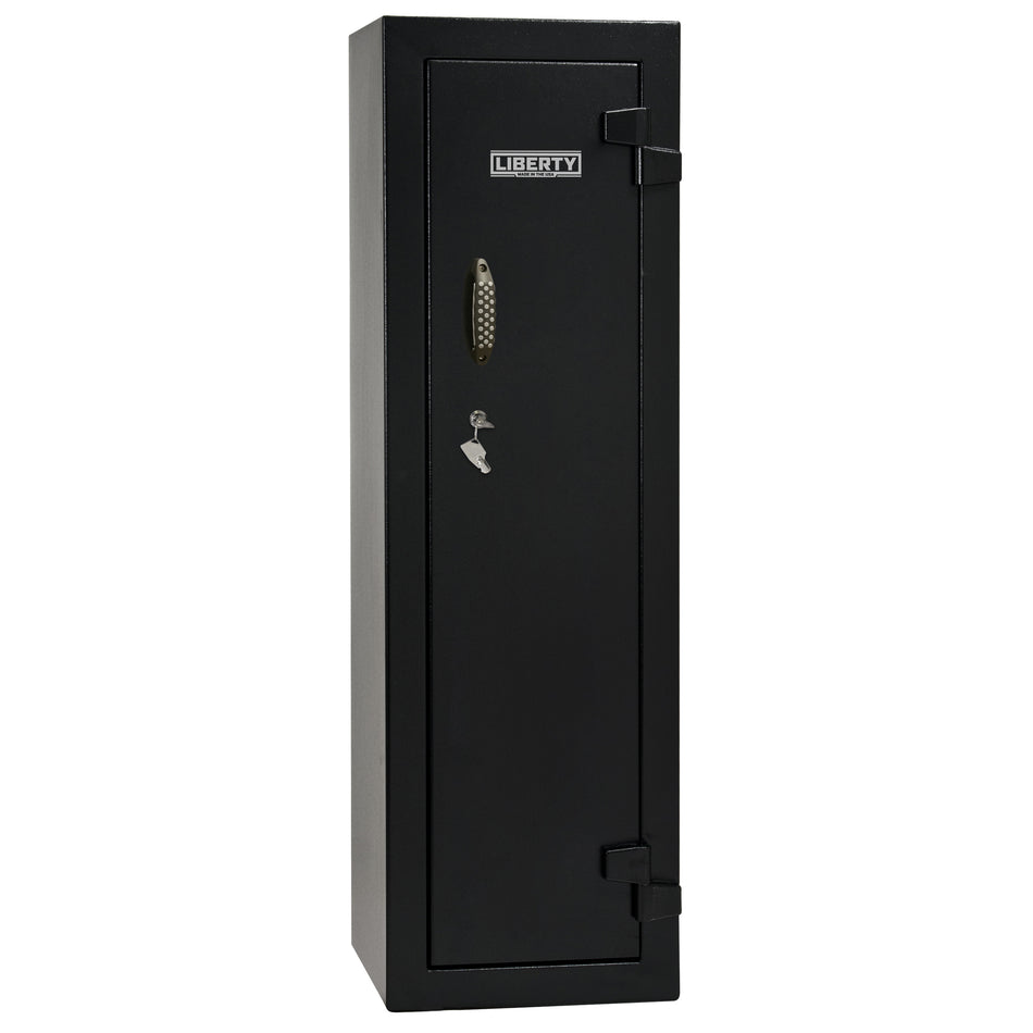 Gun Cabinet 14 | Dimensions: 59"(H) x 18"(W) x 16"(D*) | Textured Black - Closed