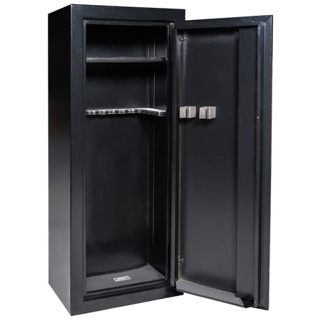 Gun Cabinet 14 | Dimensions: 59"(H) x 24"(W) x 16"(D*) | Textured Black - Open