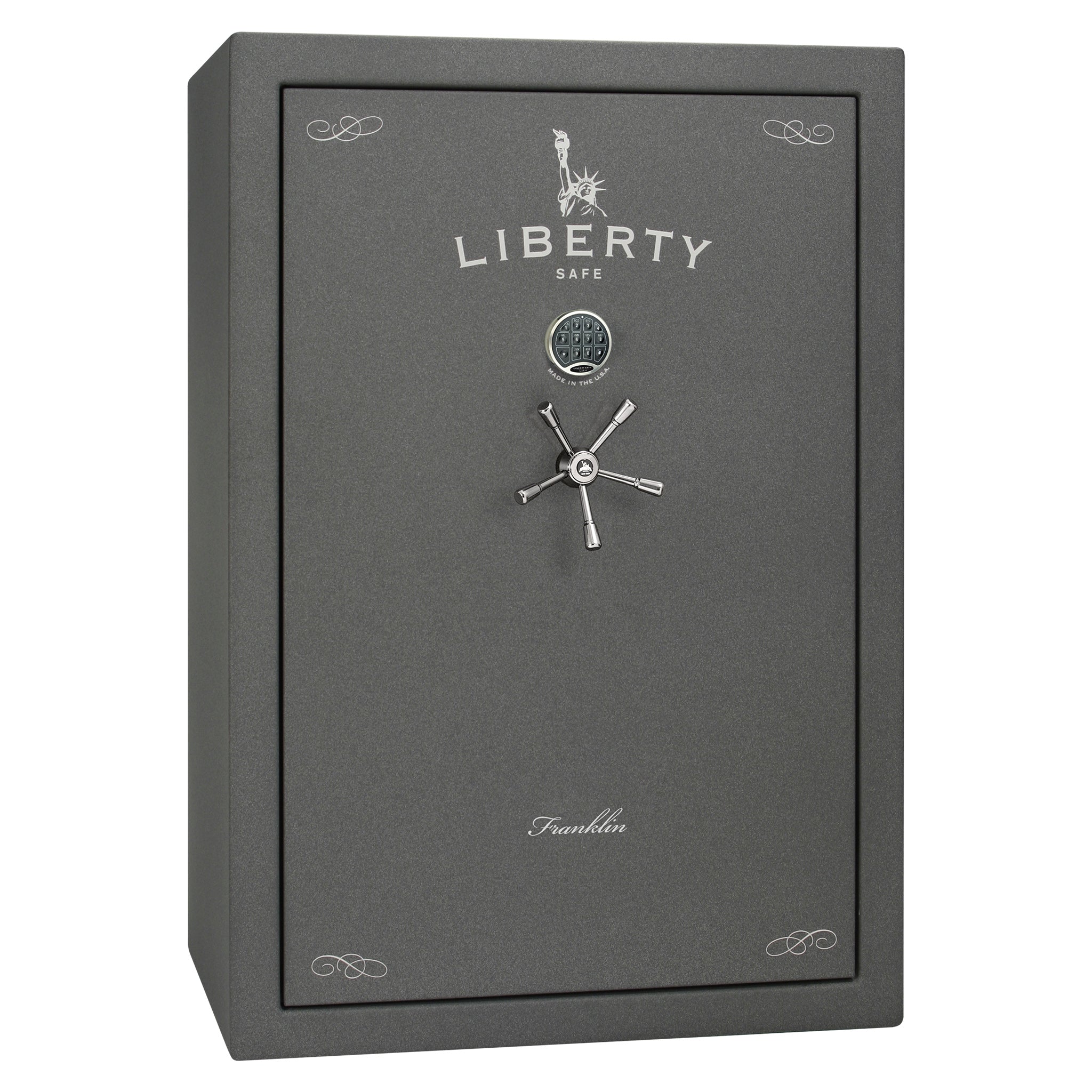 Franklin 45 | Pro Flex Interior | Level 5 Security | 110 Minute Fire Protection | Dimensions: 60.5"(H) x 42"(W) x 27.5"(D) | Up to 60 Long Guns | Granite Textured | Electronic Lock - Closed
