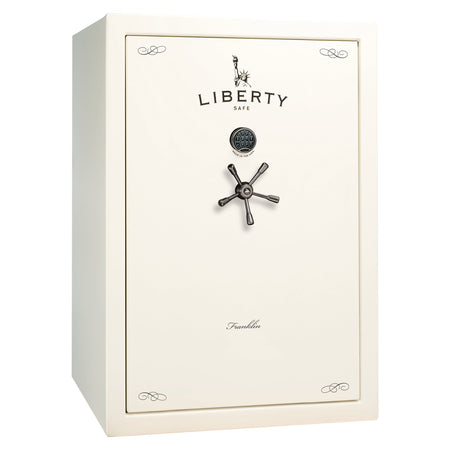 Franklin 45 | Pro Flex Interior | Level 5 Security | 110 Minute Fire Protection | Dimensions: 60.5"(H) x 42"(W) x 27.5"(D) | Up to 60 Long Guns | White Gloss Black Chrome | Electronic Lock - Closed