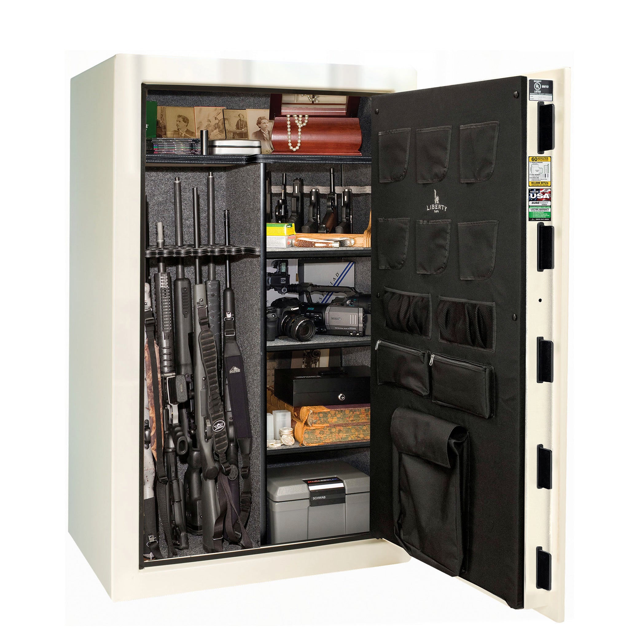 USA Series | Level 3 Security | 60 Minute Fire Rating | 36 | Dimensions: 60.5"(H) x 36"(W) x 22"(D) | White Gloss | Electronic Lock - open