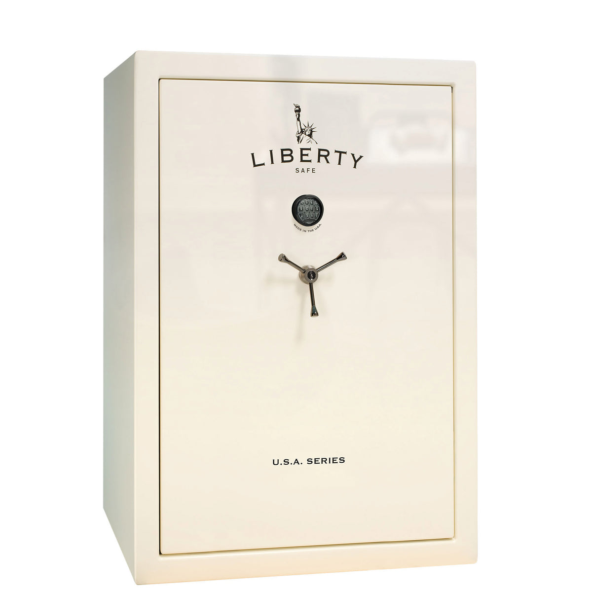 USA Series | Level 3 Security | 60 Minute Fire Rating | 48 | Dimensions: 60.5"(H) x 42"(W) x 22"(D) | White Gloss | Electronic Lock - closed