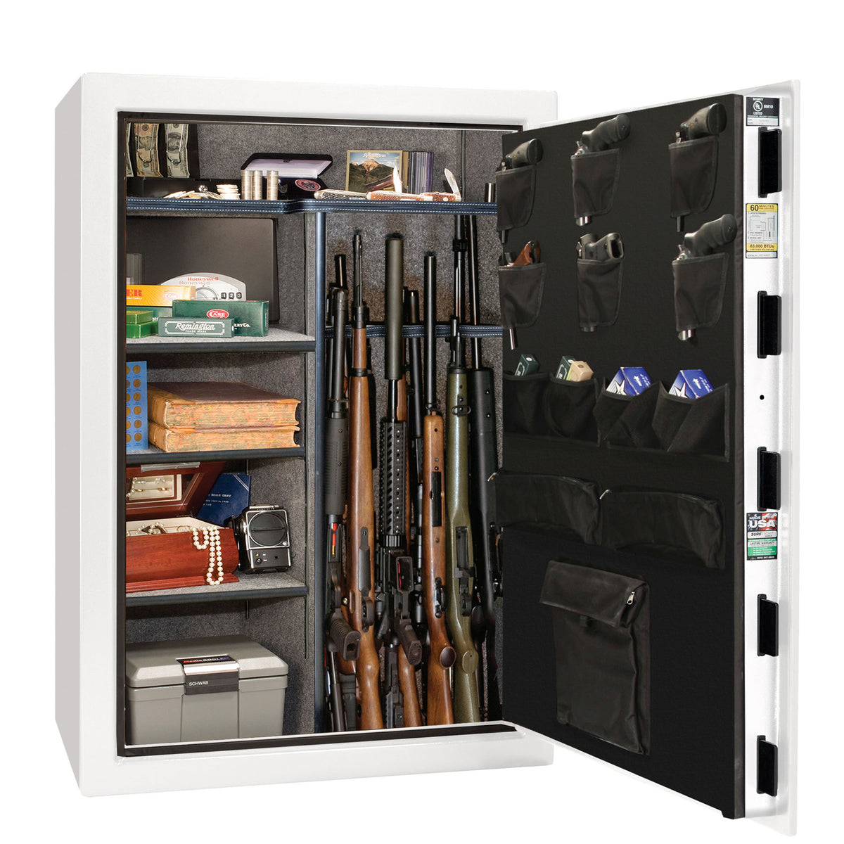 USA Series | Level 3 Security | 60 Minute Fire Rating | 48 | Dimensions: 60.5"(H) x 42"(W) x 22"(D) | White Gloss | Electronic Lock - open