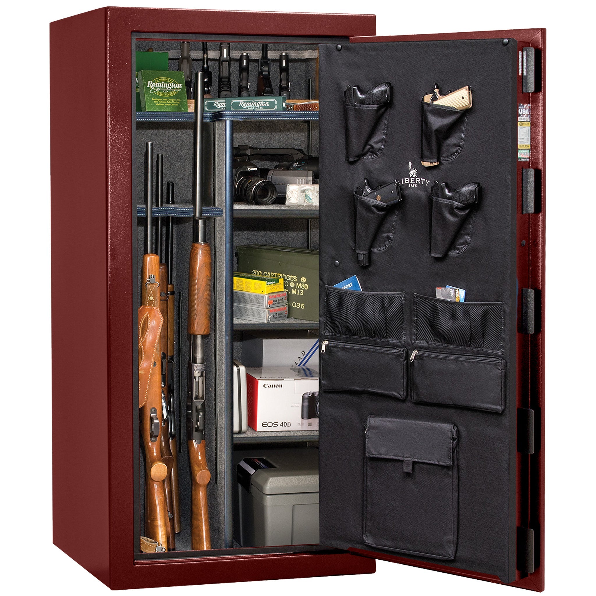 USA Series | Level 3 Security | 60 Minute Fire Rating | 30 | Dimensions: 60.5"(H) x 30"(W) x 22"(D) | Burgundy Marble | Electronic Lock - Open