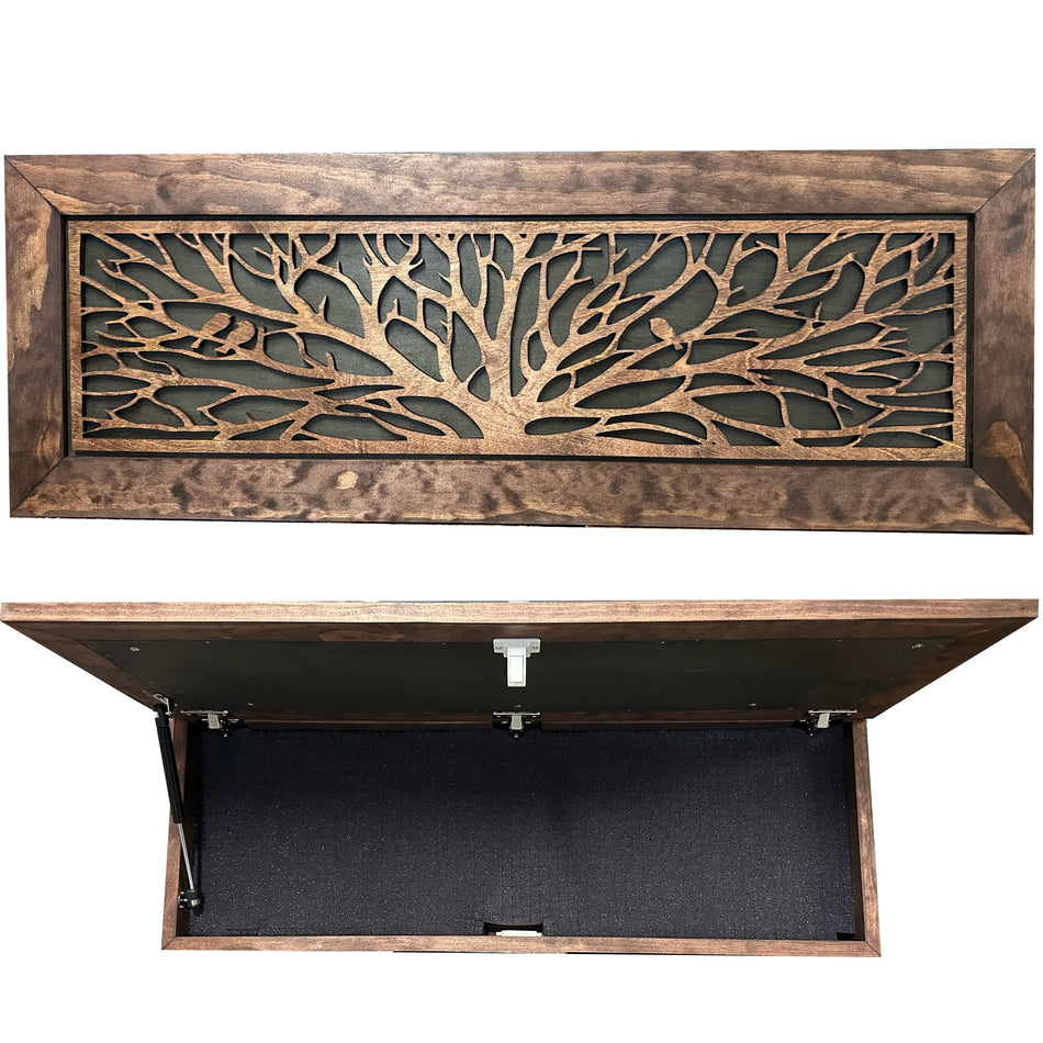 Large Wood Hidden Gun Cabinet Birds In A Tree Wall Decoration - Hidden Gun Safe To Securely Store Your Gun In Plain Sight