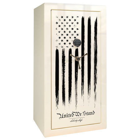 Colonial 23 White Gloss Black Chrome Flag Design Independence Day Promotion | Level 4 Security | 75 Minute Fire Protection | Dimensions: 60.5" x 30" x 22" - Closed Door