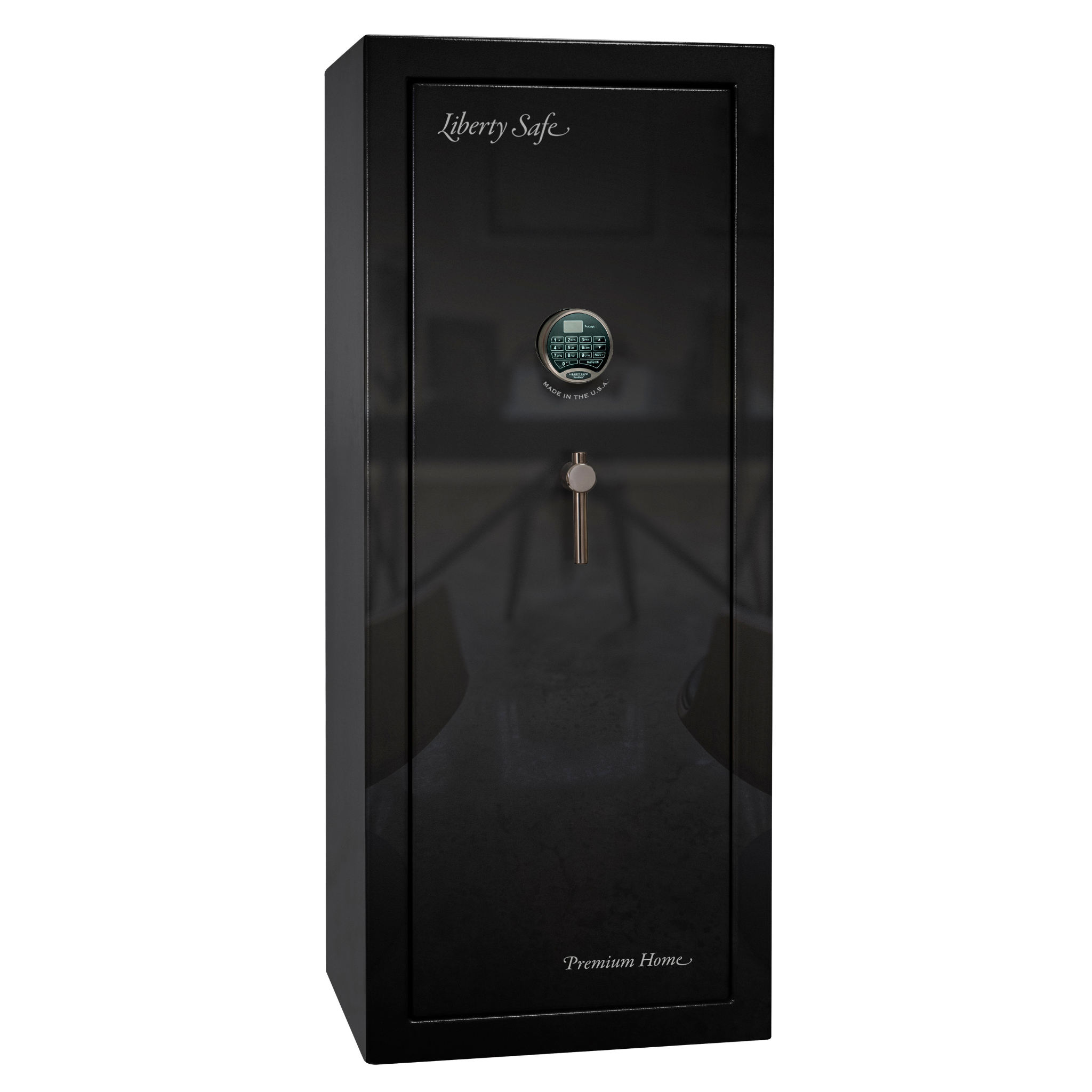 Premium Home Series | Level 7 Security | 2 Hour Fire Protection | 17 | Dimensions: 60.25"(H) x 24.5"(W) x 19"(D) | Black Gloss Black Chrome - Closed Door